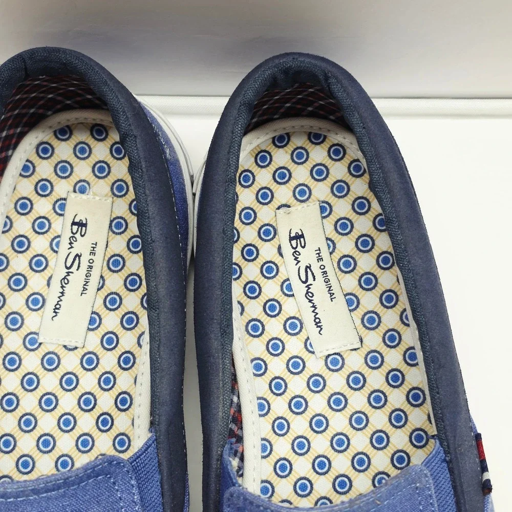 Ben Sherman Slip On Sneakers Mens 12 Blue Fabric Casual Loafers Low Top